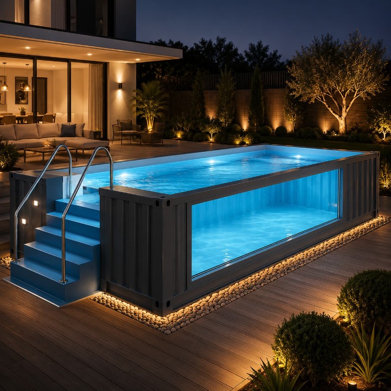 Outdoor Lighting No Outlet - Kolam Kontainer Pengiriman, Kolam Kontainer Taman