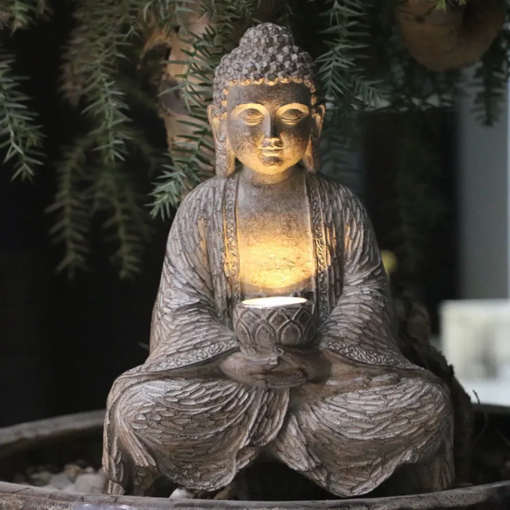 Outdoor Zen Lighting - Lampu Patung Buddha Tenaga Surya untuk