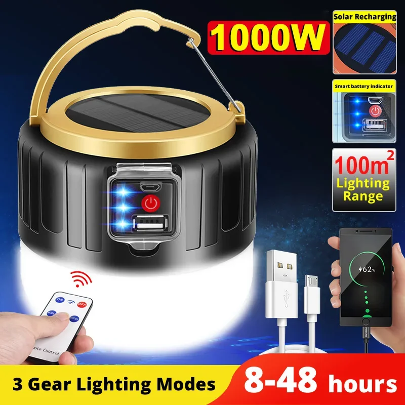 Outdoor Lighting Solar Panel - Lampu Kemah Tenaga Surya LED Lentera