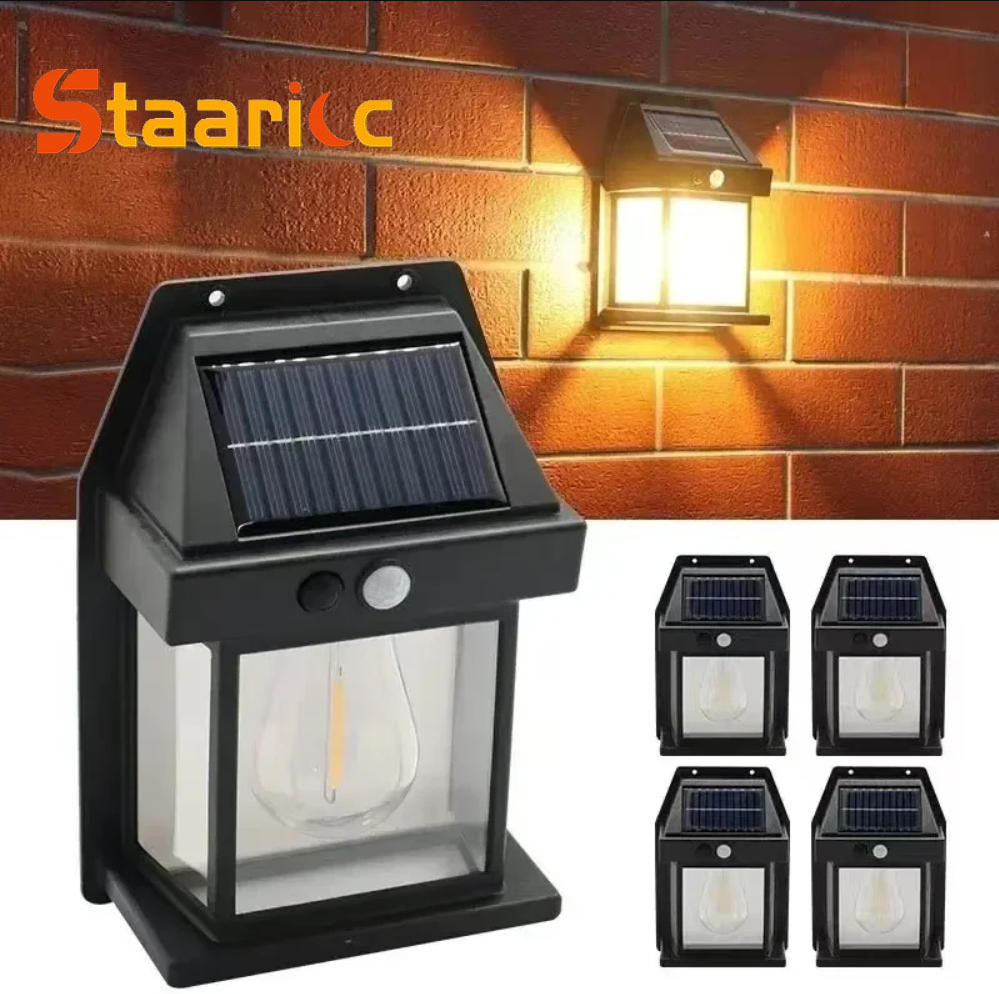 Outdoor Lighting Solar Panel - Lampu Dinding Tenaga Surya Tungsten Luar