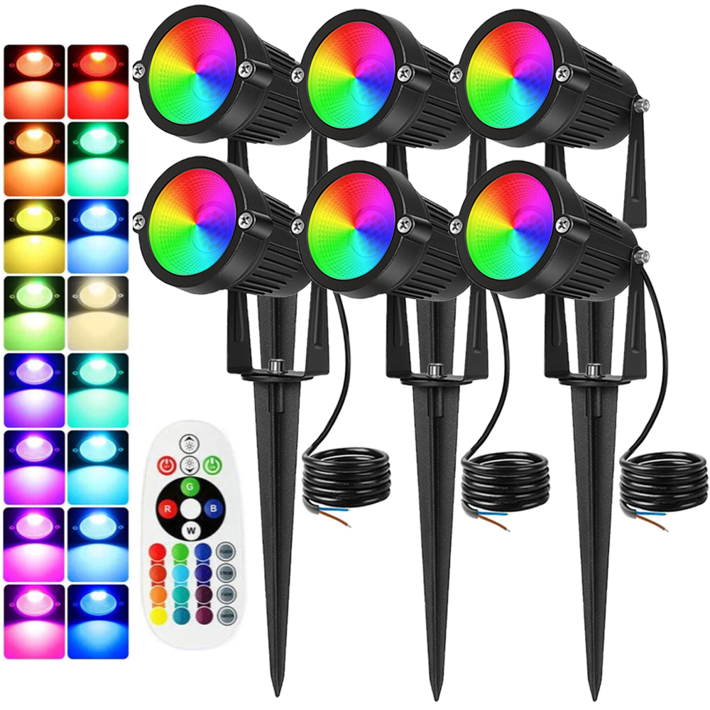 Outdoor Lighting Spotlight - Lampu Lanskap RGBW 10W dengan Remote