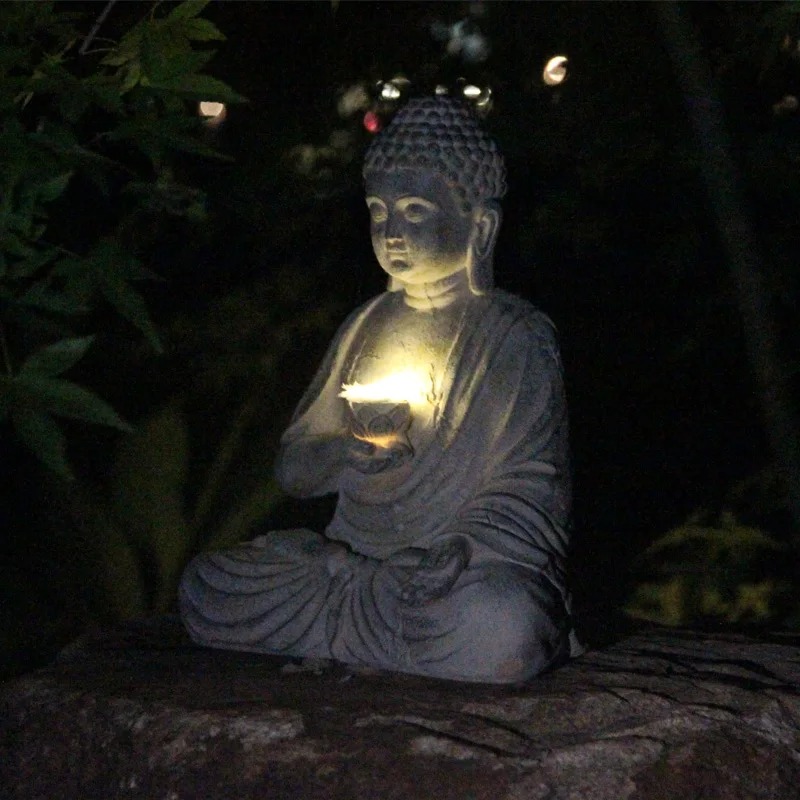 Patung Buddha Resin Lampu LED  - Outdoor Zen Lighting ulasan dan harga