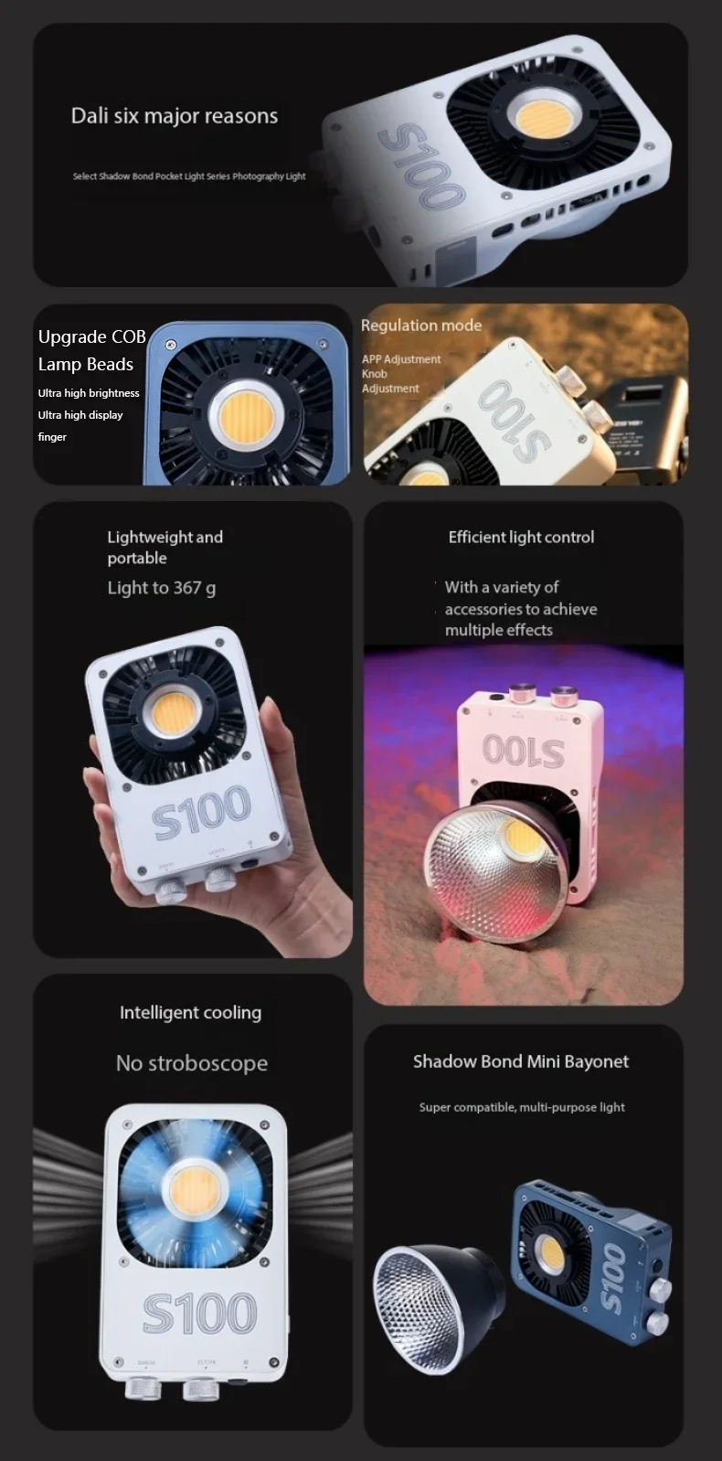 Lampu LED COB S100 100W Warna  - Outdoor Lighting Video Shooting ulasan dan harga